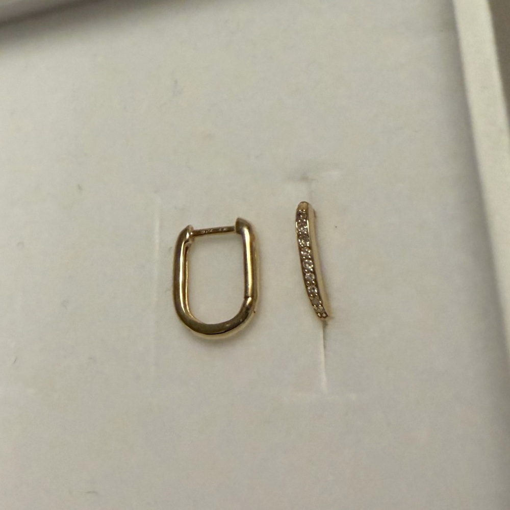 Mejuri 14k Gold and Diamond Pave U Hoop Earrings
